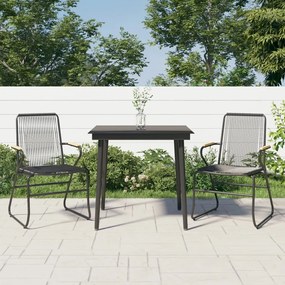 Set da pranzo da giardino 3 pz nero in rattan pvc