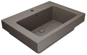 Lavabo da incasso con bordo a vista rettangolare vasca centrale Alaqua L 70 x H 25 x P 21 cm in ceramica siena matt