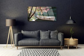 Quadro acrilico Paesaggio dell'albero della barca 100x50 cm