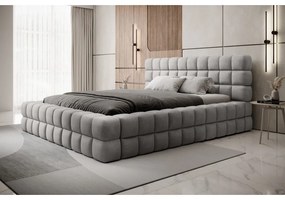 Letto matrimoniale imbottito grigio con contenitore e rete inclusi 180x200 cm Dizzle – ELTAP