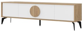 Tavolo TV in rovere decorato in bianco e naturale 180x51 cm Vae - Marckeric