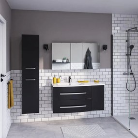 Mobile sottolavabo e lavabo Perla per vasca a sinistra nero opaco L 111 x H 53.7 x P 47.5 cm, 1 anta 2 cassetti