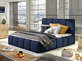 Letto matrimoniale con box contenitore Bali - 160 x 200 cm , Tessuto pregiato blu