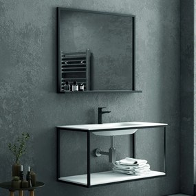 Mobile bagno sospeso 100 cm stile industrial con struttura metallica SOP-100 - KAMALU