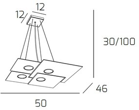 Sospensione Moderna Plate Metallo Grigio 4 Luci Gx53