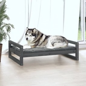 Cuccia per cani grigia 105,5x75,5x28 cm legno massello di pino