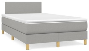 Letto a molle materasso e led grigio chiaro 120x190 cm tessuto