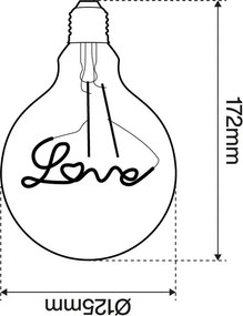 Lampada LED E27 a Filamento con scritta LOVE 2W - G125 Colore Bianco Molto Caldo 2.000K