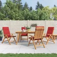 Sedie da Giardino Reclinabili con Cuscini 4 pz in Legno di Teak 3196469