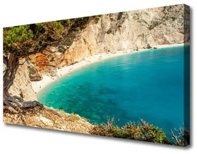 Stampa quadro su tela Baia. Mare. Rocce. Spiaggia 100x50 cm
