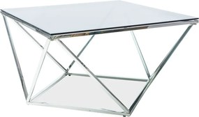 Tavolino Silver A in vetro fumé e acciaio – 80x80x45 cm