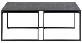 Set di tavolini da salotto color nero opaco con piano effetto marmo 3 pz 60x120 cm Infinity – Actona