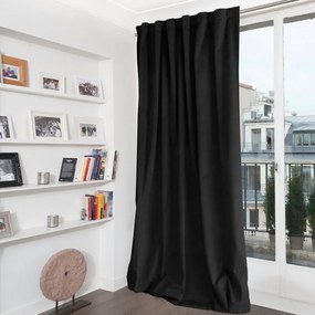 Tenda occultante Rvenise nero, fettuccia e passanti nascosti 135x280 cm