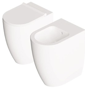 Coppia Di Sanitari a Terra H 50 Senza Brida Alice Ceramica "Form" Bianco Lucido