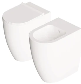 Coppia Di Sanitari a Terra H 50 Senza Brida Alice Ceramica "Form" Bianco Lucido