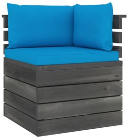 Set Divani da Giardino su Pallet 6 pz con Cuscini Massello Pino