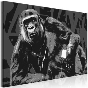 Quadro Pop Art Monkey (1 Part) Narrow Grey  Colore Nero, Dimensioni e Misure 120x80