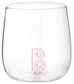 Bicchiere acqua lettera B rosa in vetro borosilicato, da 380 ml