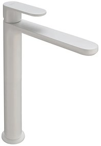 Rubinetto per lavabo L2 355 bianco opaco HUBER getto laminare cristallino a canna alta H 24.6 cm