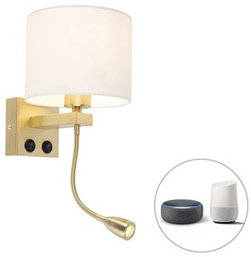 Lampada da parete intelligente oro con paralume bianco incl. Wifi A60 - Brescia