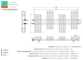 Kamalu - scaldabagno radiatore 500x1200mm modello kam-376