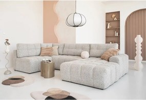 Divano angolare componibile beige allungabile/con contenitore (con penisola a sinistra) Lulu – Miuform