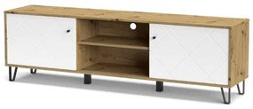 Mobile Porta TV 183 Cm Bianco E Rovere Effetto Legno Bollo