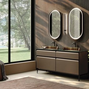 Lavabo da appoggio ovale in resina L 54 x H 13.5 x P 34 cm bronzo