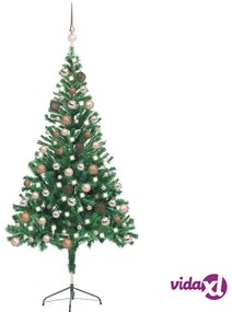 vidaXL Albero di Natale Preilluminato con Palline 150 cm 380 Rami