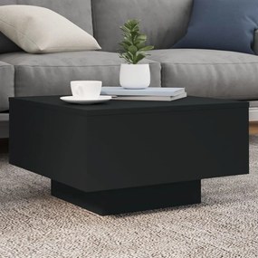 Tavolino Da Soggiorno Con Luci Led Nero 55x55x31 Cm /