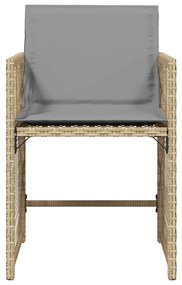 Sedie da giardino con cuscini 4 pz beige misto in polyrattan