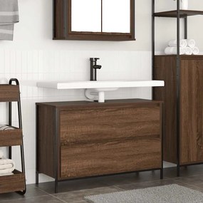 Mobile Lavabo Da Bagno Con Cassetti Rovere Marrone 90x34,5x60cm /