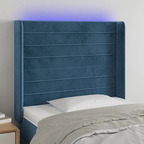 Testiera A Led Blu Scuro 103x16x118/128 Cm İn Velluto /