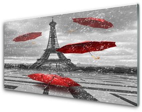 Quadro vetro acrilico Ombrello della Torre Eiffel di Parigi 100x50 cm