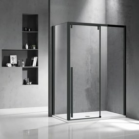 Cabina doccia 70x130 scorrevole con lato fisso telaio nero | KSA5000B - KAMALU