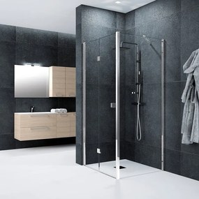 Pannello laterale per box doccia Glam L 80 x H 200cm, Sp. 6 mm vetro vetro senza finitura / trasparente profilo in alluminio cromato