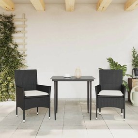 Sedie da giardino con cuscini 2 pz nere in polyrattan