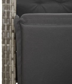 Set bistrò da giardino 3 pz con cuscini in polyrattan grigio