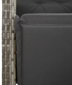Set bistrò da giardino 3 pz con cuscini in polyrattan grigio