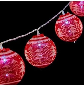 Ghirlanda con Sfere LED 2 m Albero di Natale Ø 6 cm Rosso Bianco