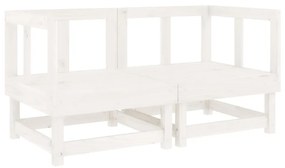 Set Salotto da Giardino 11 pz Bianco in Legno Massello di Pino