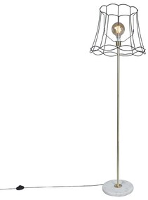 Lampada da terra retrò in ottone con paralume Granny Frame nero 45 cm - Kaso
