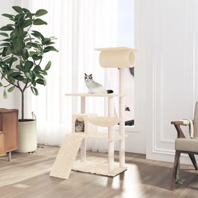 Albero per gatti con tiragraffi in sisal crema 131 cm