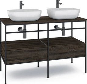 Mobile bagno da terra con lavabo L 120 x H 92 x P 45.5 cm marrone 2 cassetti per doppia vasca Outline