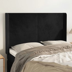 Testiera Ad Orecchio Nera 147x16x118/128 Cm İn Velluto /