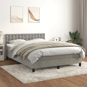 Giroletto A Molle Con Materasso Grigio Chiaro 140x200cm Velluto /