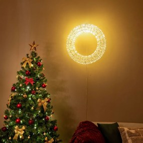 Lampada a sospensione natalizia a forma di ghirlanda argento 60 cm con LED IP44 - Nawa
