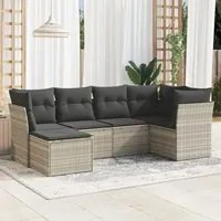 Set Divano da Giardino 6pz con Cuscini Grigio Chiaro Polyrattan 3249791