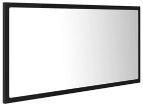 Specchio da Bagno a LED Nero 90x8,5x37 cm in Acrilico