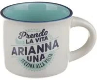 Tazzina Da Caff&egrave; In Gres Personalizzata - Con Piattino, Design Rita, Adatta Microonde